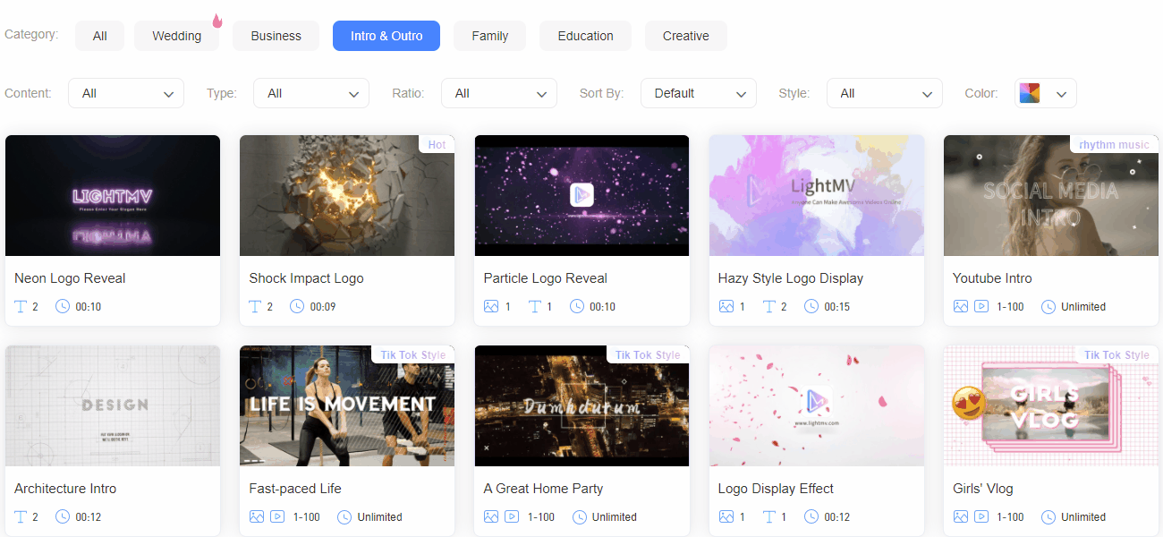 Preview a template - LightMV