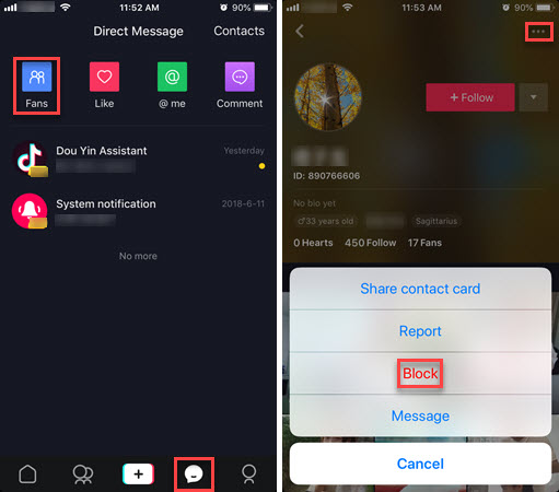 block fans on Tik Tok