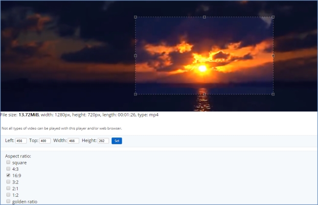 use Ezgif.com to crop video