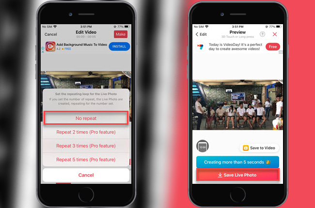 how to turn a video into a live photo 