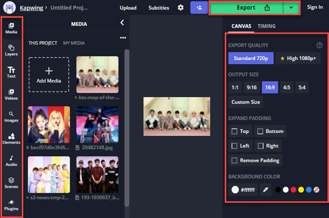 customize video on kapwing
