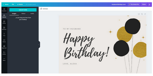 making a birthday invitation on canva