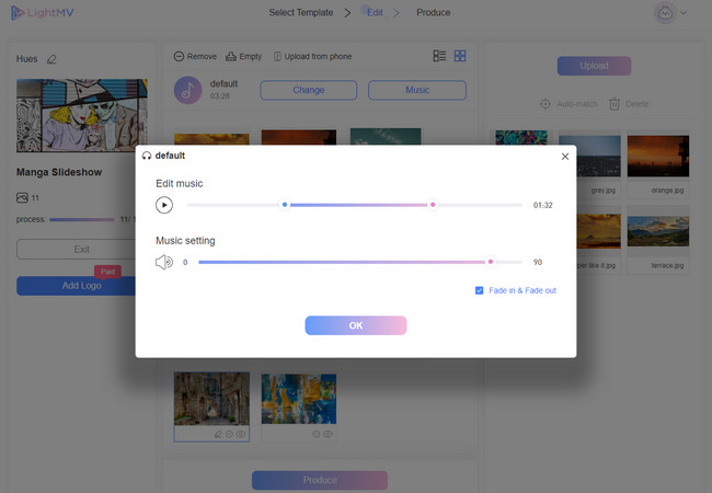 motion graphics maker-lightmv music setting