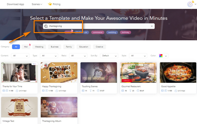 happy thanksgiving video templates