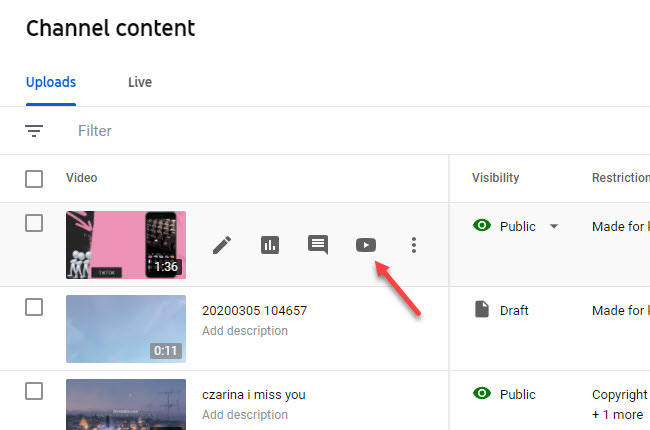 create a link for a video with youtube