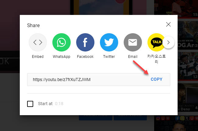 create a link for a video with youtube